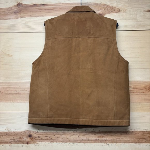 Brooks Brothers Suede Vest Mens Small Brown Full Zip Insulated Down Puffer - Picture 14 of 16